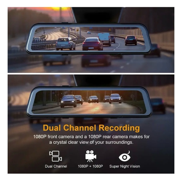 Rexing - M2 2K Front and Rear Mirror Dash Cam with Smart BSD ADAS GPS - Black - Picture 5 of 10